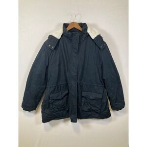 Wenven Sherpa Lined Parka Jacket Mens 3XL Black Cotton Hooded‎ Heavyweight Coat